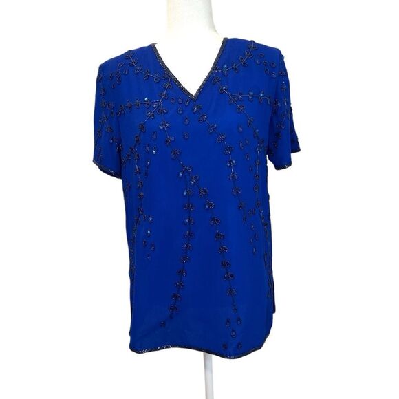 JEAN FOR JOSEPH LEBON Women’s Blue Formal Top Size 10 - Picture 1 of 9